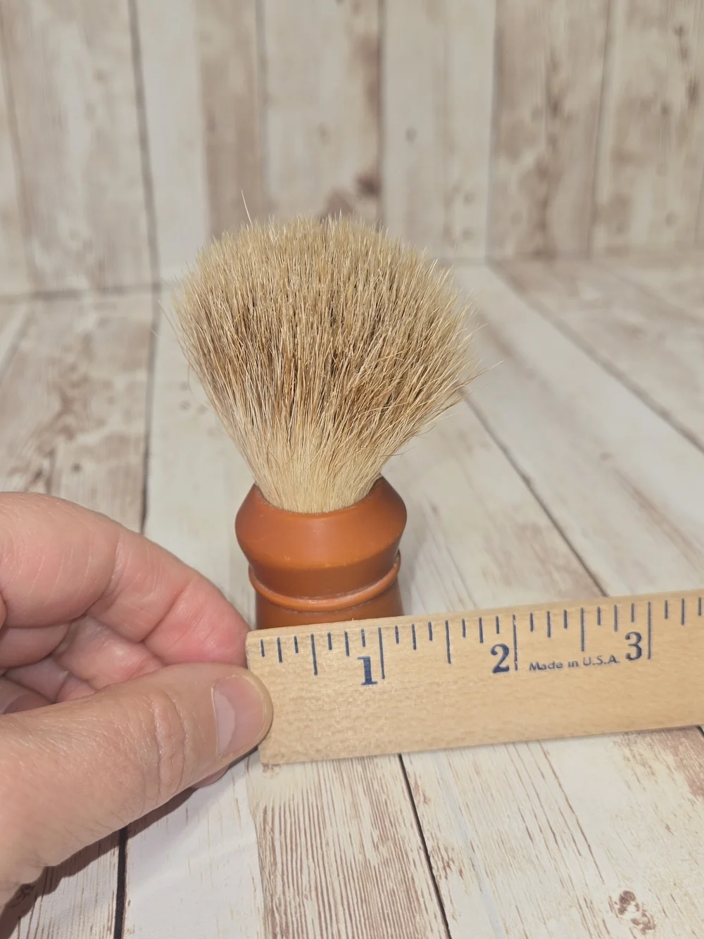 Vintage Made Rite USA Pure Badger Shaving Brush 500PB Butterscotch Handle